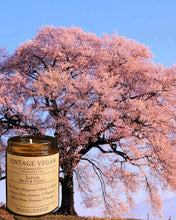 Load image into Gallery viewer, Japanese Birch & Cherry soy wax candle in 180ml glass jar with vintage Japanese design