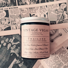 Load image into Gallery viewer, Thailand Jade Orchid and Lotus Blossom vintage vegan soy wax candle 180ml with orchid, jasmine, lotus, amber, and musk scent notes in personalized label option