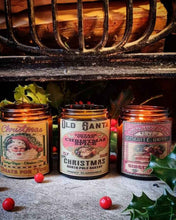 Load image into Gallery viewer, Vintage Christmas Candle Gift Set with Victorian artwork and vintage newspaper wrapping, featuring Gingerbread, Christmas Spice, and Christmas Tree scents