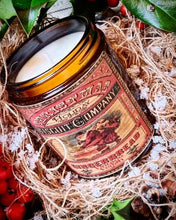Load image into Gallery viewer, Vintage Christmas Candle with gingerbread scent in a Victorian-style jar wrapped in vintage newspaper gift set