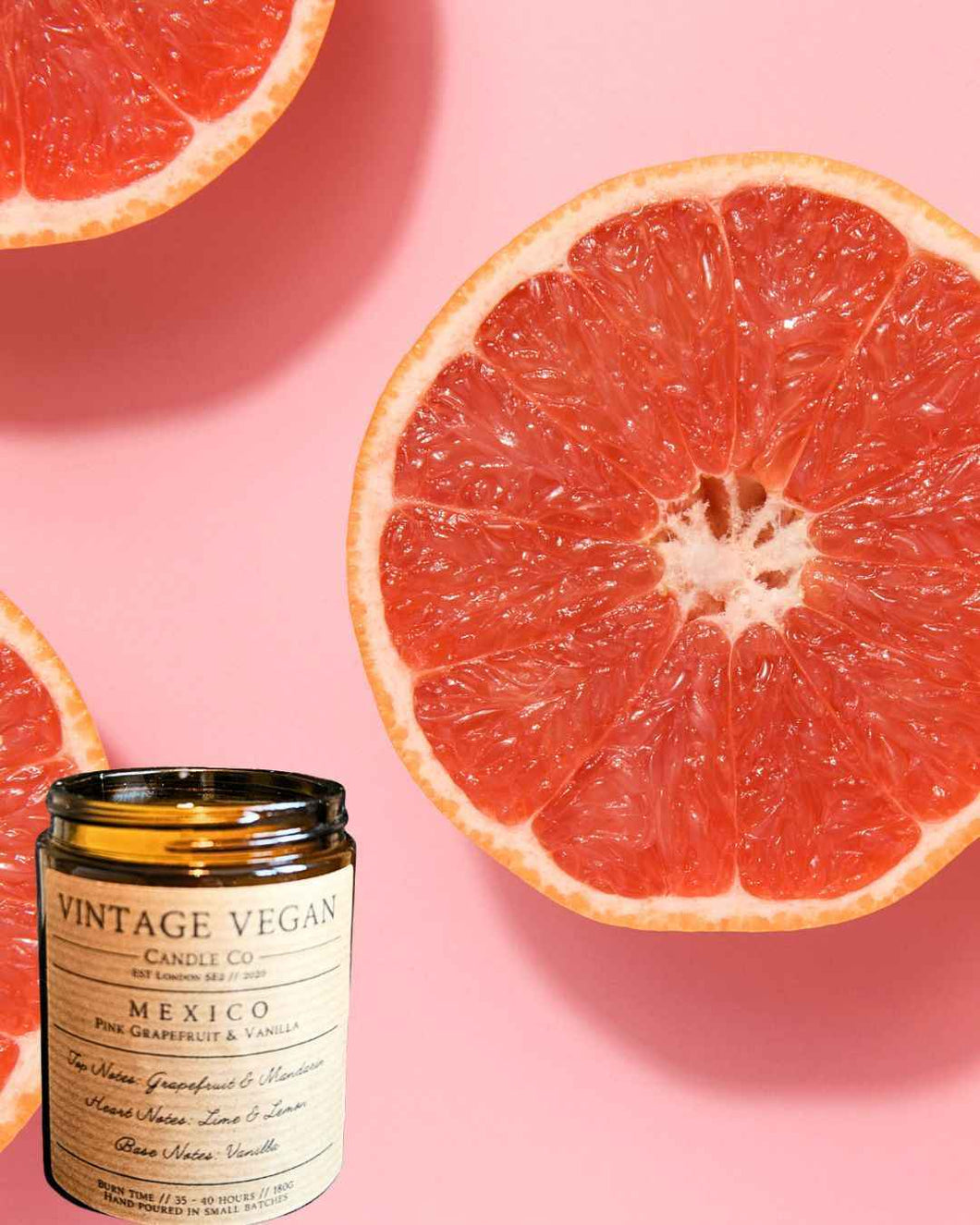 Mexican Pink Grapefruit and Vanilla Soy Wax Candle 180ml