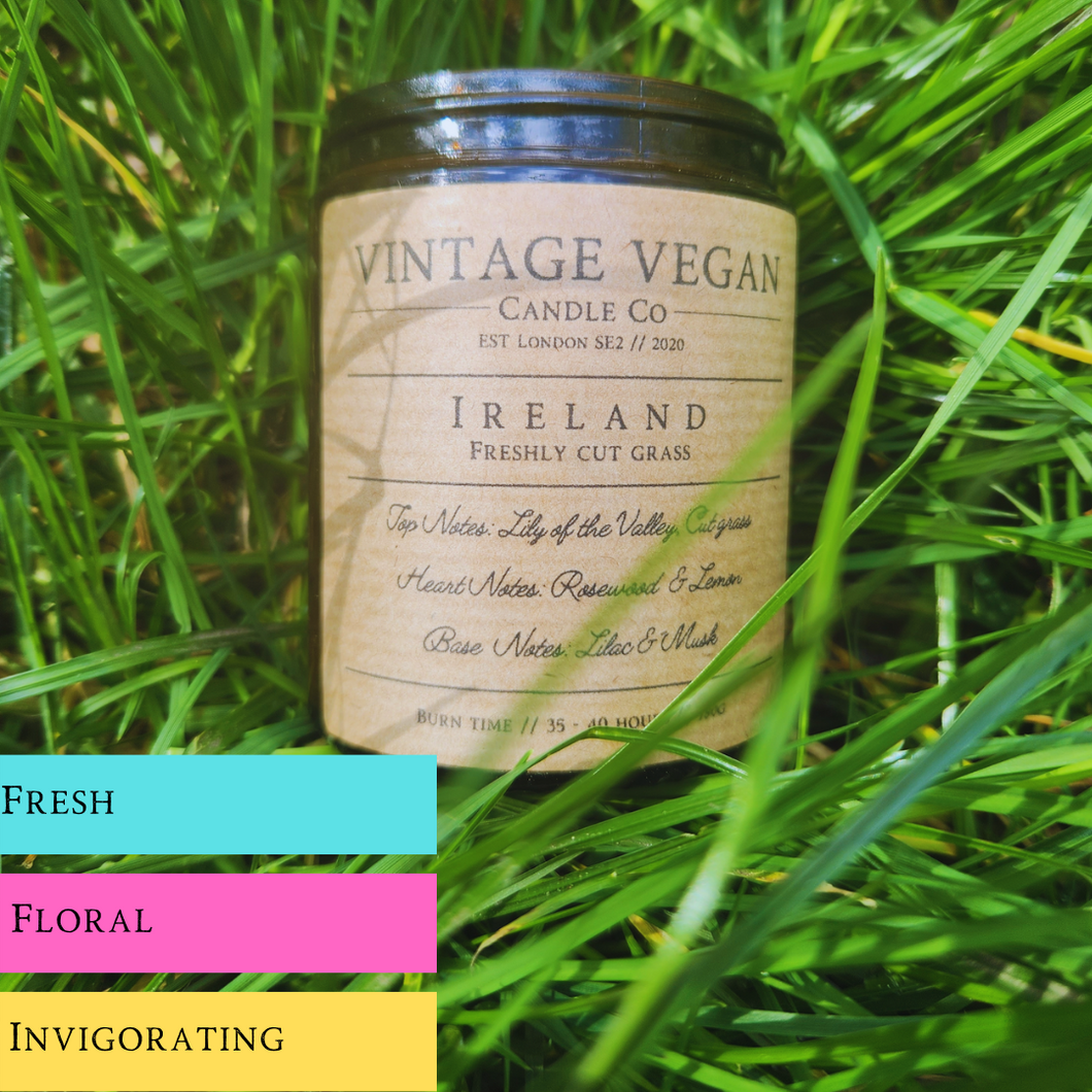 Ireland // Freshly Cut Grass Soy Wax Personalised Candle 180ml