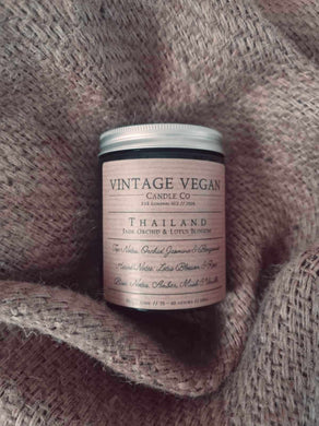 Thailand Jade Orchid vintage vegan soy wax candle with lotus blossom scent in 180ml jar